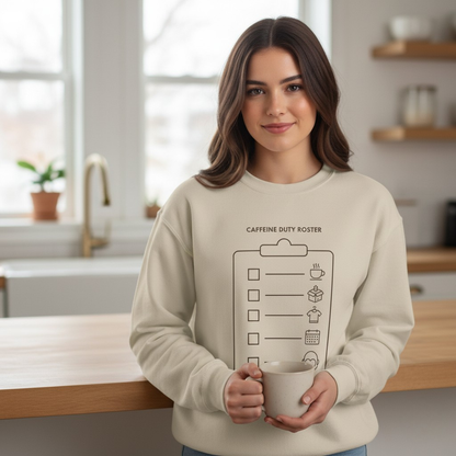 Crewneck Sweatshirt - Caffeine Duty Roster - Military Spouse Gift - Unisex