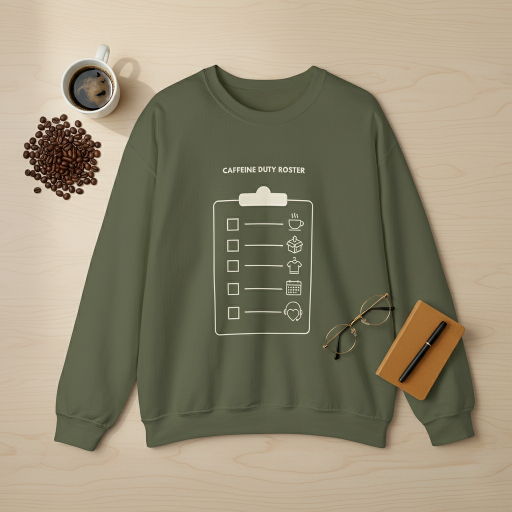Crewneck Sweatshirt - Caffeine Duty Roster - Military Spouse Gift - Unisex