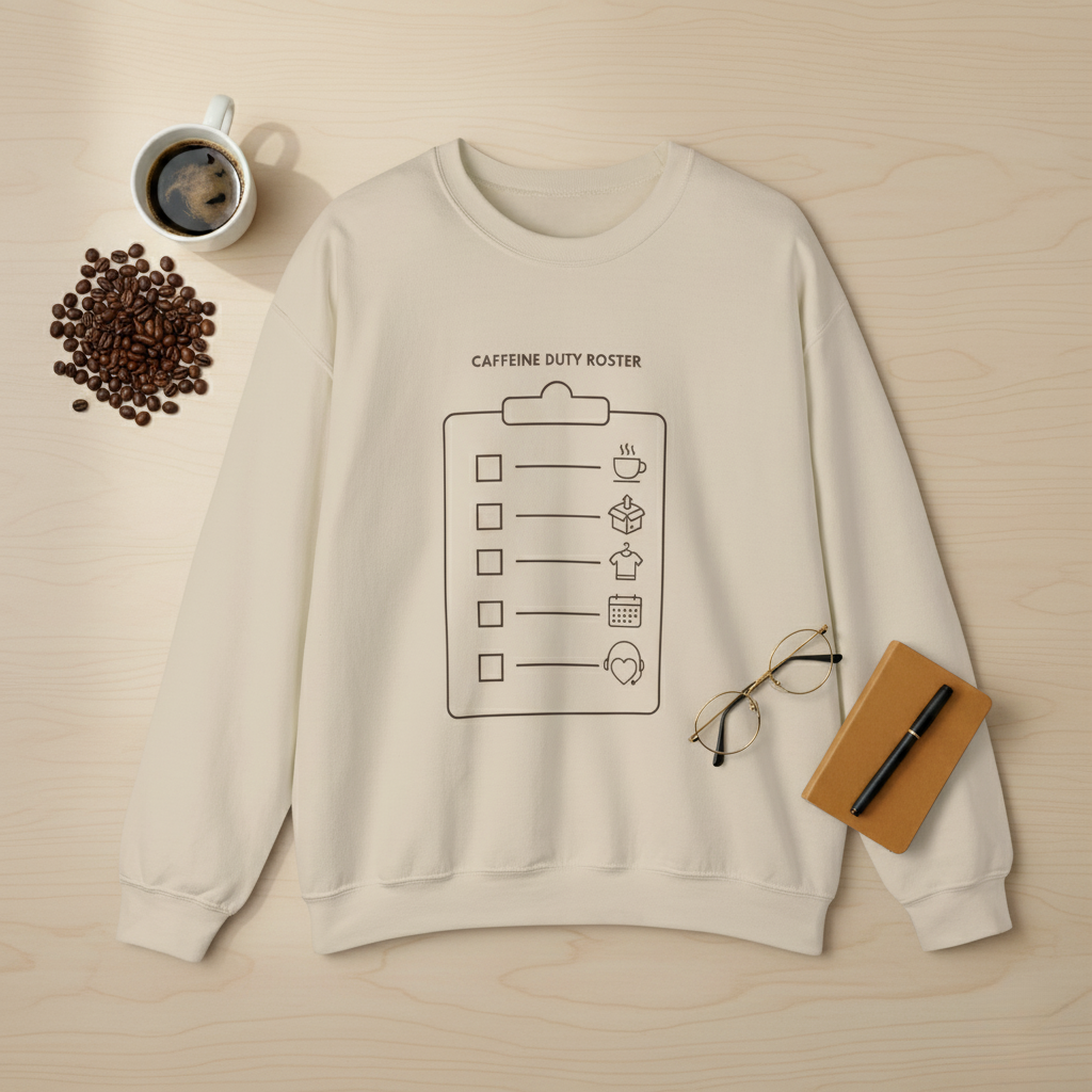 Crewneck Sweatshirt - Caffeine Duty Roster - Military Spouse Gift - Unisex